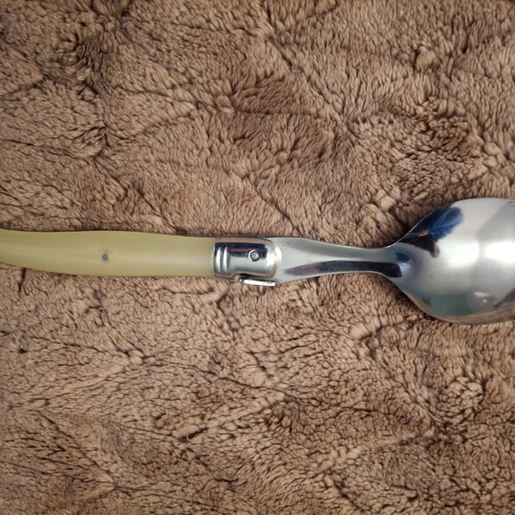 6 Jean Dubost LAGUIOLE IVORY France 8 3/8" Soup Spoons - Picture 5 of 15